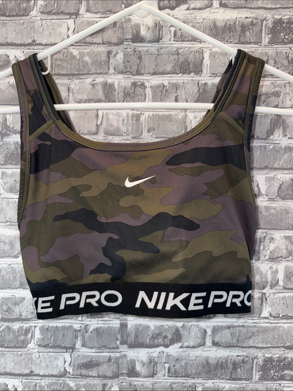 Nike Pro Camo Sports Bra - Olive/Black